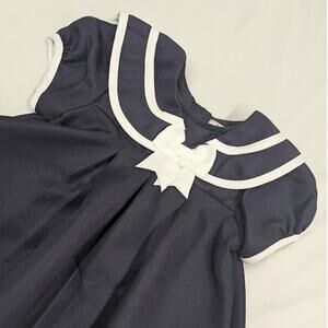 Pre-owned Rare Editions Girls Size 12 month Navy Blue Pleated Sailor Dress